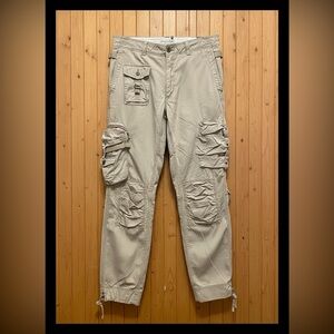 Polo RL Men’s Crinkle Cargo Pants, 38 x 34, 11.5” Inseam, Drawstring Hem